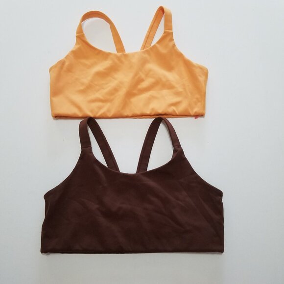 Girlfriend Collective Bundle Unlined Sports Bras Orange and Brown Size L - Picture 1 of 9